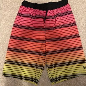 Striped Hurley Pink and Yellow Board Shorts/Swim Trunks